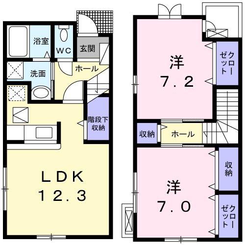 畝田東2丁目(2LDK/1階)の間取り写真