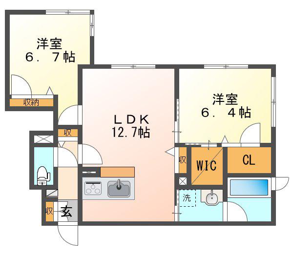 シャルマンドミールA(2LDK/1階)の間取り写真