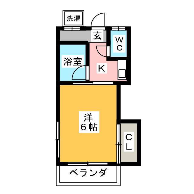 ラポール中原(1K/2階)の間取り写真