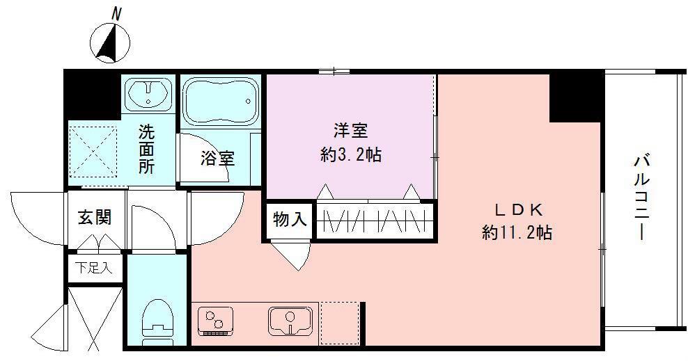 BUENA東幸町(1LDK/6階)の間取り写真