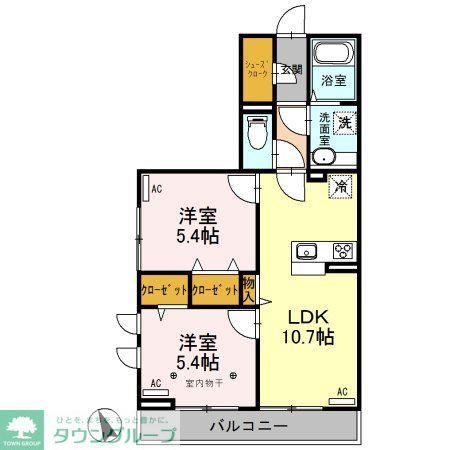 エスフロイデ(2LDK/3階)の間取り写真