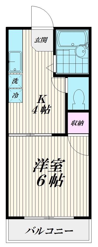 タウンハウスツクモ(1K/1階)の間取り写真