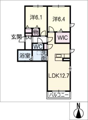 ソレイユ・ふじ(2LDK/2階)の間取り写真