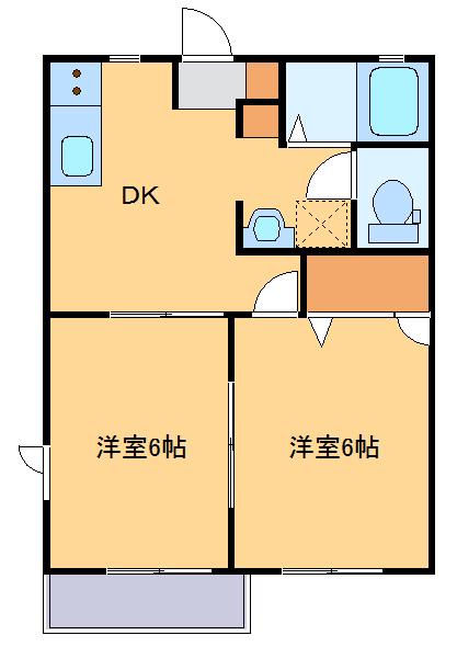 レジデンスみなみH(2DK/2階)の間取り写真