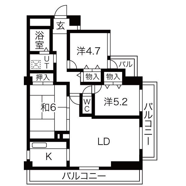 スプリングヒルズ(3LDK/4階)の間取り写真