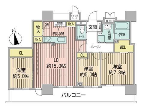 クリオ南7条(3LDK/10階)の間取り写真