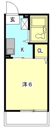 アスターB(1K/2階)の間取り写真