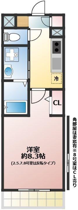 プレジール(1K/2階)の間取り写真