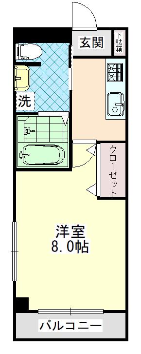 パレス トモ(1K/4階)の間取り写真