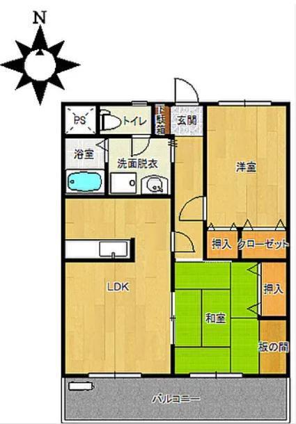 ヴィラージュMII(2LDK/4階)の間取り写真