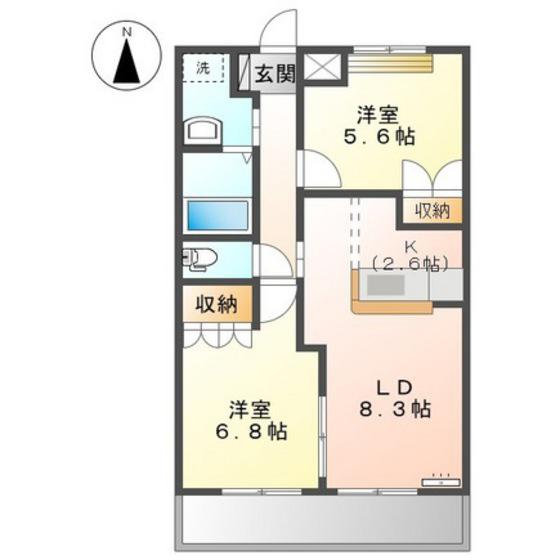 菜園SAIEN(2LDK/2階)の間取り写真