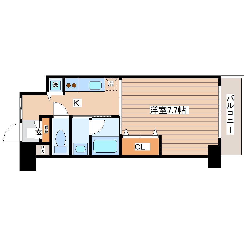 フィットエル仙台一番町(1K/1階)の間取り写真