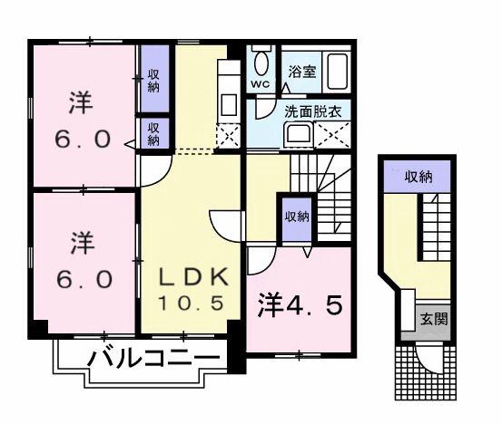 シャルマンハイム21(3LDK/2階)の間取り写真