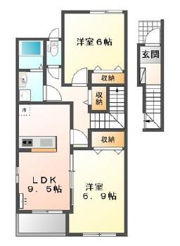 オーク21清水坂(2LDK/2階)の間取り写真