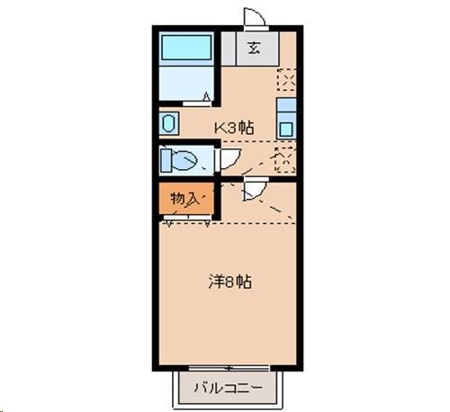 アヴァンセ高砂(1K/1階)の間取り写真