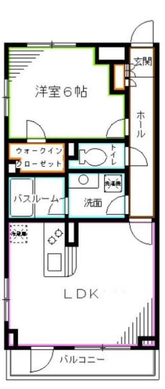 プラムガーデン関根(1LDK/2階)の間取り写真