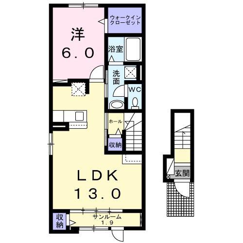 コロラーレII(1LDK/2階)の間取り写真