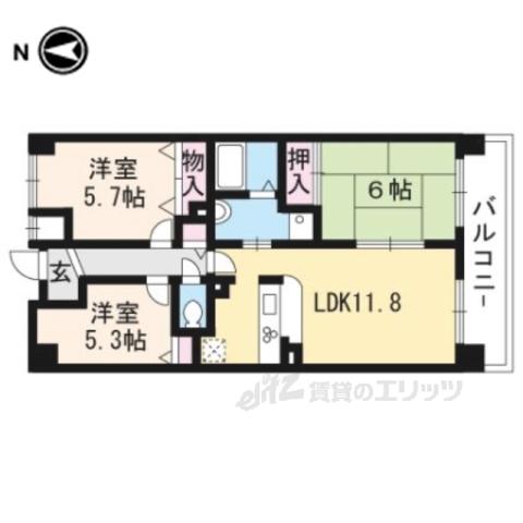 ワイズアクトII(3LDK/3階)の間取り写真