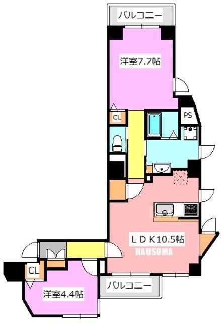 ザ・テラス千駄木(2LDK/3階)の間取り写真