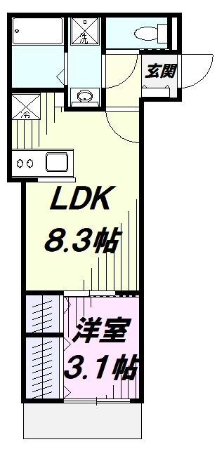 KLEIS西所沢(1LDK/1階)の間取り写真
