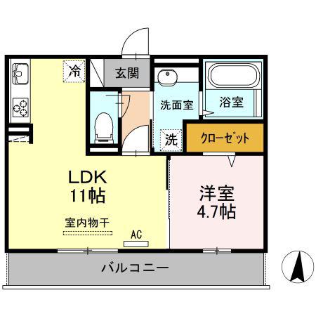 キャルル A棟(1LDK/3階)の間取り写真