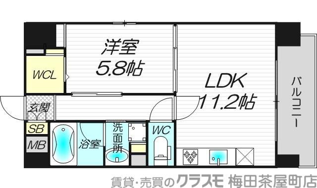 VENDOME梅田北(1LDK/8階)の間取り写真