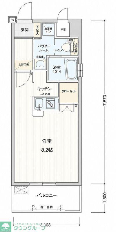 アソシアグロッツォ博多(1K/5階)の間取り写真