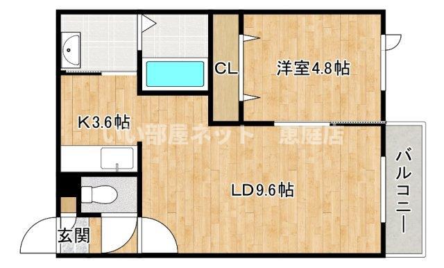 アン・クレール恵み野(1LDK/2階)の間取り写真