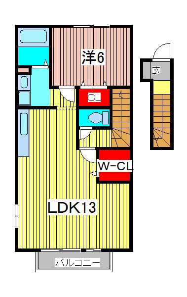 ヴァンベール(1LDK/2階)の間取り写真
