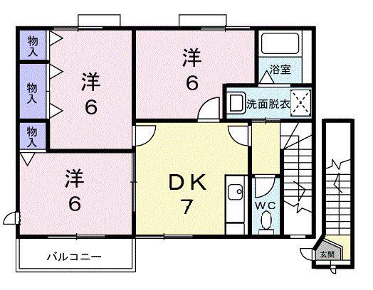 スマイルK(3DK/2階)の間取り写真