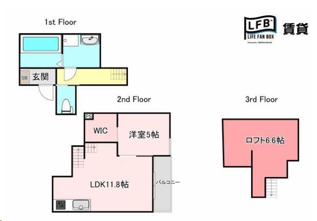 LFB APARTMENT西琴芝(1LDK/2階)の間取り写真