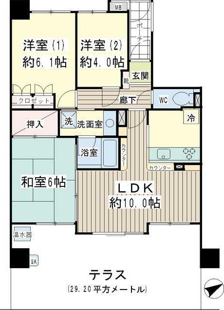 ナイスエスアリーナ南林間(3LDK/1階)の間取り写真