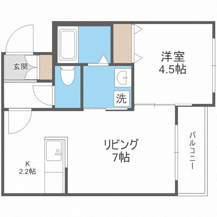 WELINA南郷16(1LDK/4階)の間取り写真