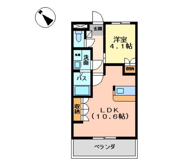 ヴィーブライト(1LDK/1階)の間取り写真
