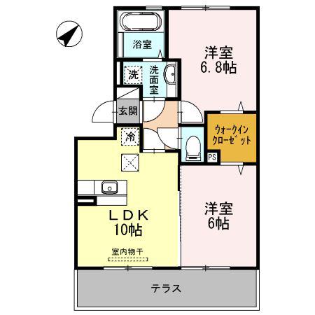 グランベージュA(2LDK/1階)の間取り写真