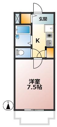 エストレーラ五色山(1K/2階)の間取り写真