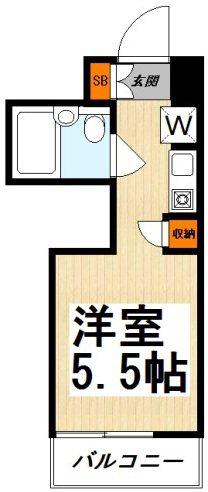 プリンセスコート赤堤(ワンルーム/1階)の間取り写真