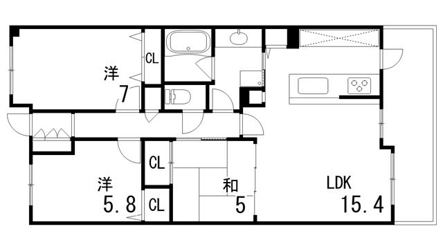 セレッソコート芦屋竹園(3LDK/5階)の間取り写真