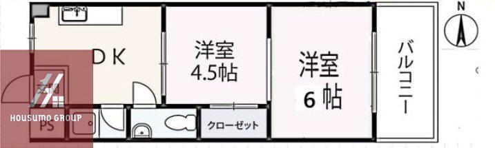 コーポ三原(2DK/3階)の間取り写真