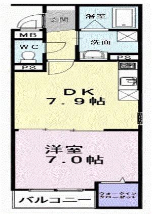 フレーシュ(1DK/2階)の間取り写真