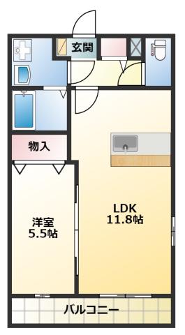 WISTARIA(1LDK/4階)の間取り写真