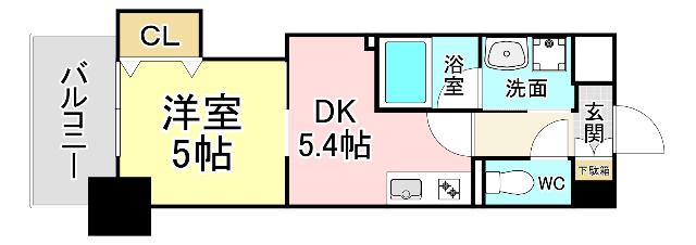 THE SQUARE PLATINAM RESIDENCE(1DK/13階)の間取り写真