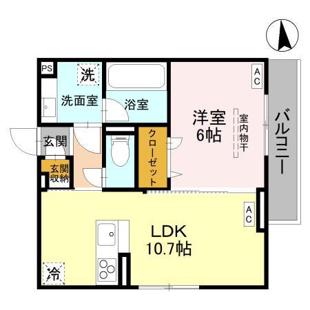 ディールーム元横山(1LDK/2階)の間取り写真