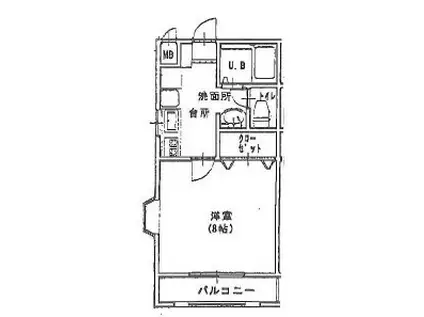 アンソレイユ宮子B棟(1K/1階)の間取り写真