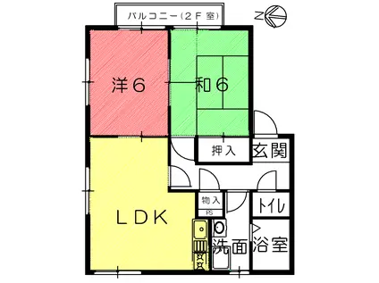 ピュール(2LDK/1階)の間取り写真