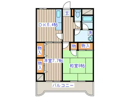 KATOUビル(2DK/6階)の間取り写真