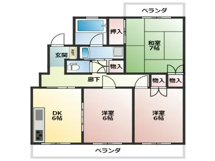 THE FK GARDEN(3DK/4階)の間取り写真