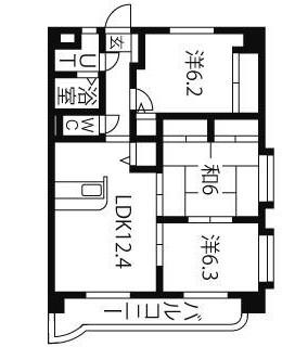 リリアコート(3LDK/4階)の間取り写真