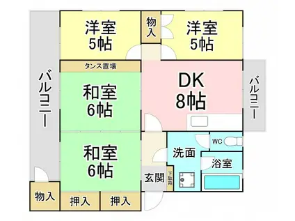 エメラルドタウン本城F棟(4DK/5階)の間取り写真