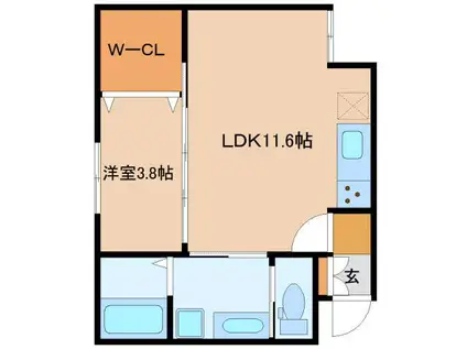 イオ・リアン坂本(1LDK/1階)の間取り写真